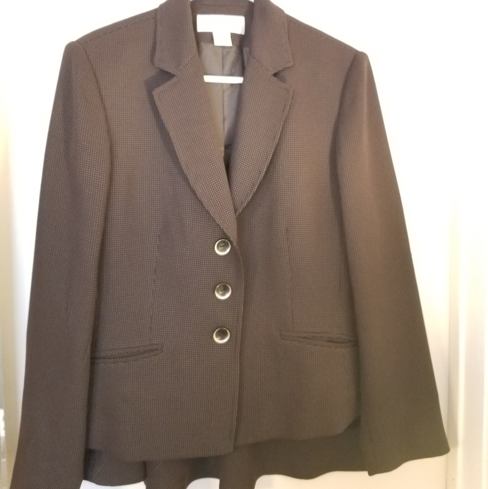 Jones New York 2-Piece Skirt Suit Size 12 Brown w/Light Dots.